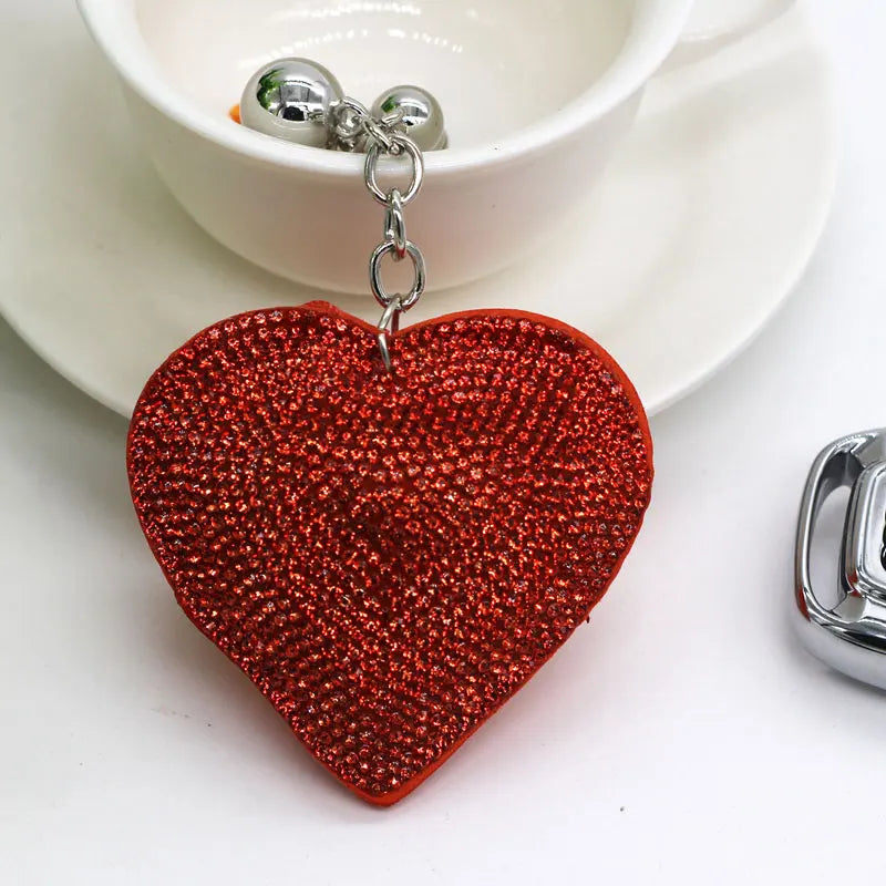 Versilberter Herz Schlüsselanhänger aus Leder mit Quaste in 14 Farben-Yabubest - Home & More