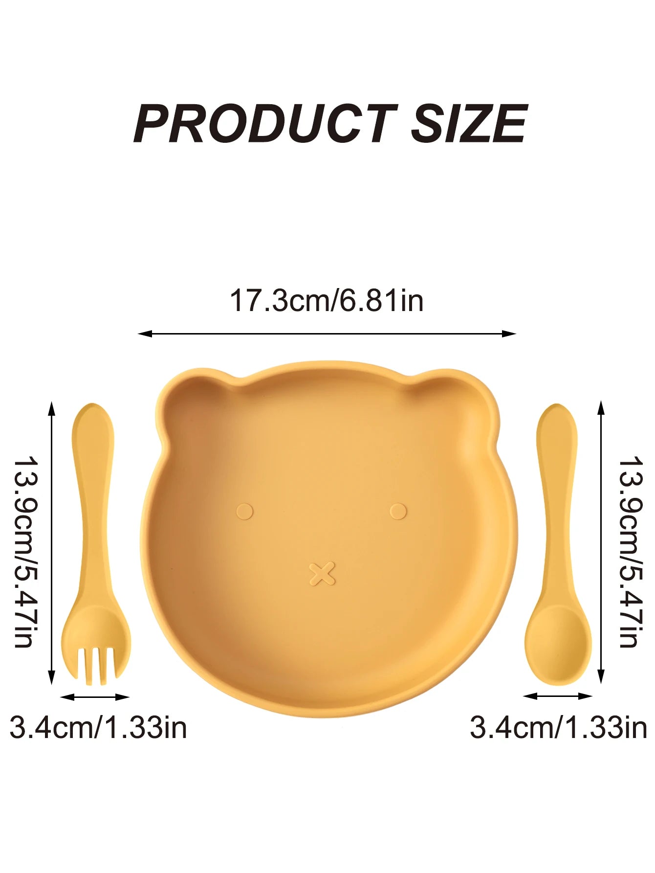 3-teiliges Babygeschirr Set mit Saugnäpfen Löffel und Gabel BPA-frei