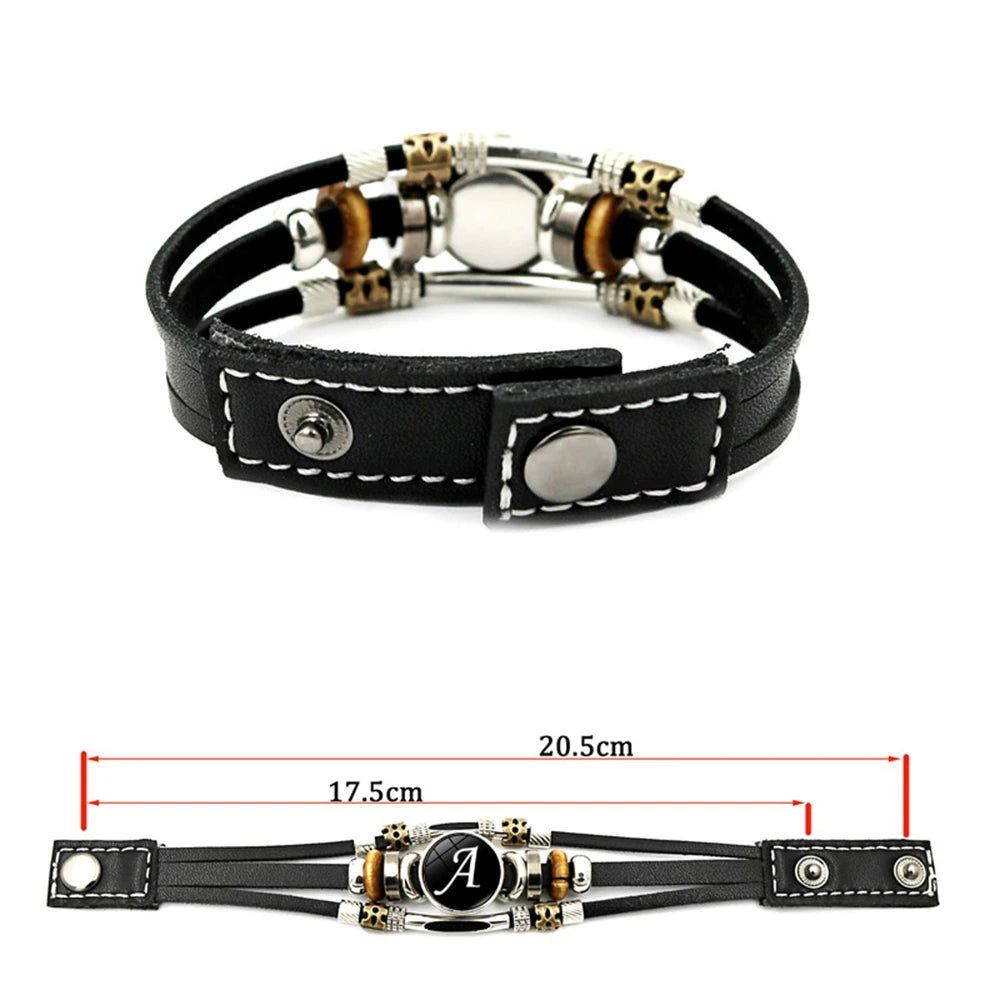 26 Buchstaben Charms A-Z für Armbänder Schwarz Geflochten Unisex
