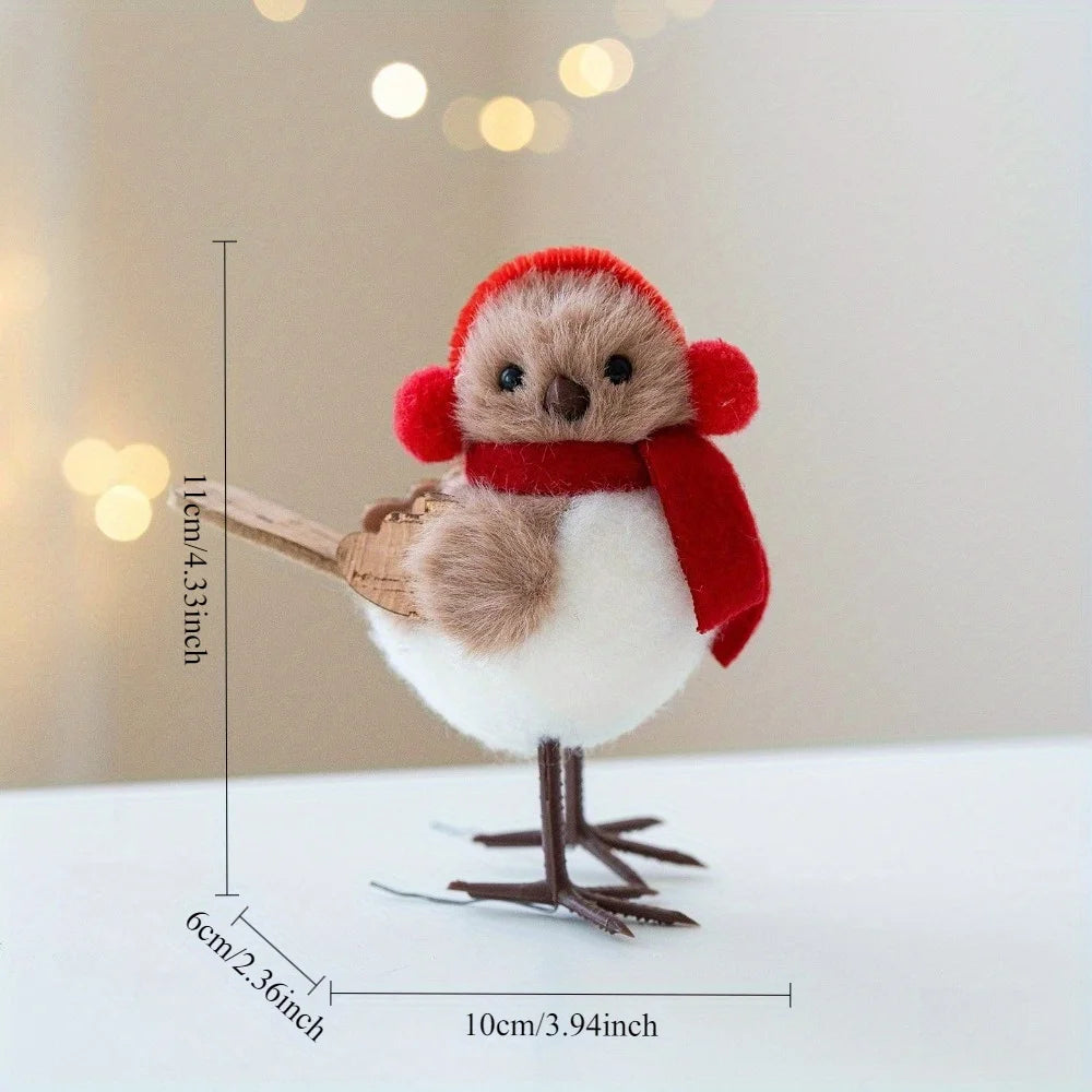 Festliche Schaumstoffvögel mit Schals für Weihnachtsbaum-Deko