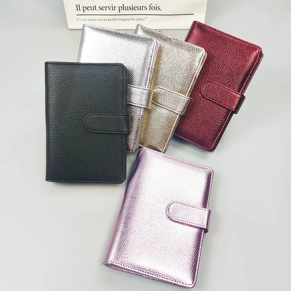 A5/A6 PU Leder Binder für Fotokarten, Tagebuch & Planer – Metallic Design