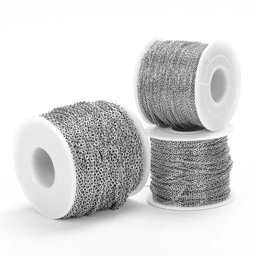 Edelstahlkette 10 Meter für DIY Schmuck 1mm 1.5mm 2mm Gold Silber