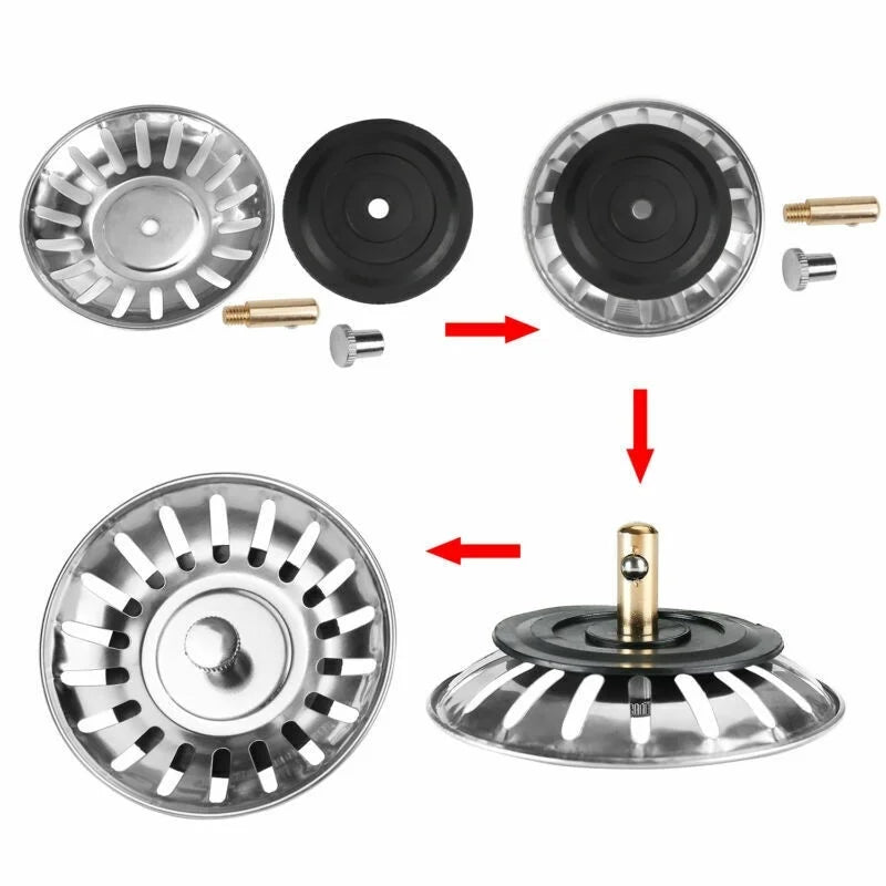 Effektiver Edelstahl Waschbeckenfilter & Haarfänger 1-2 Stück, Silber Gelb