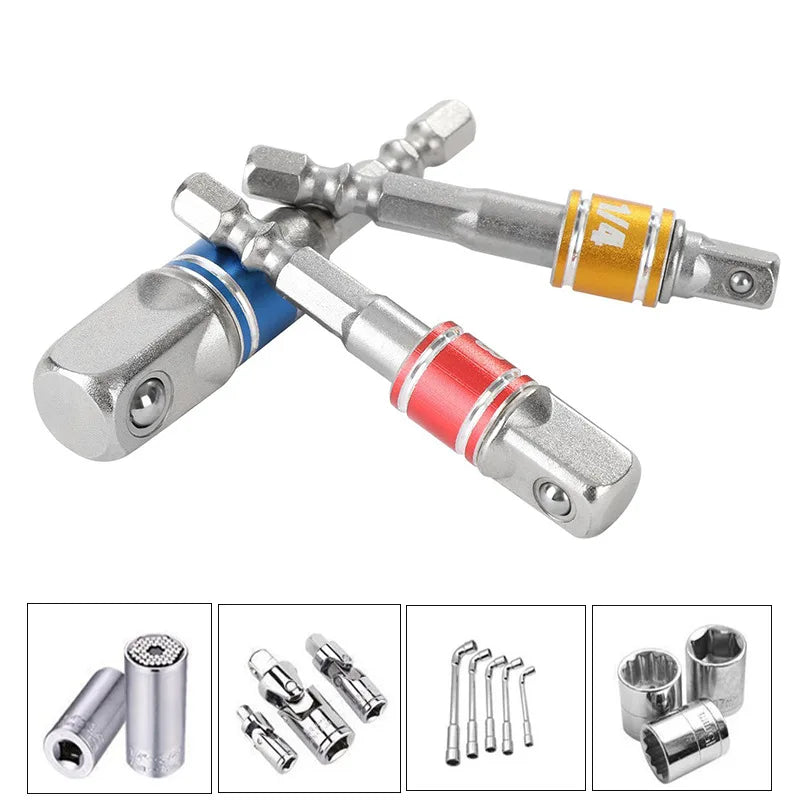 3er Set Bohrer Steckschlüssel Adapter aus Hartstahl