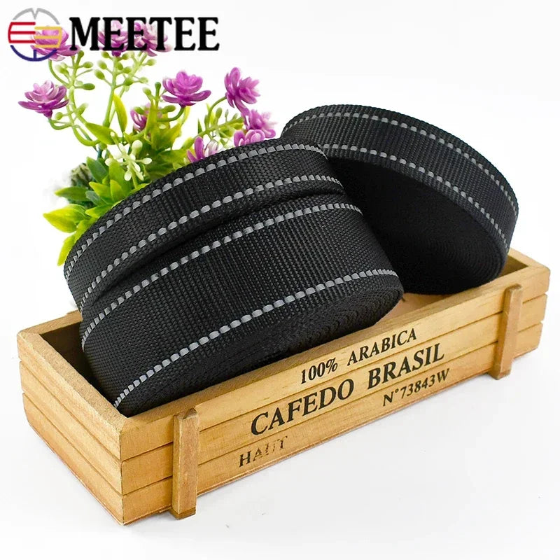 Reflektierendes Nylon Gurtband Meterware 15-38mm für Haustier Rucksack DIY