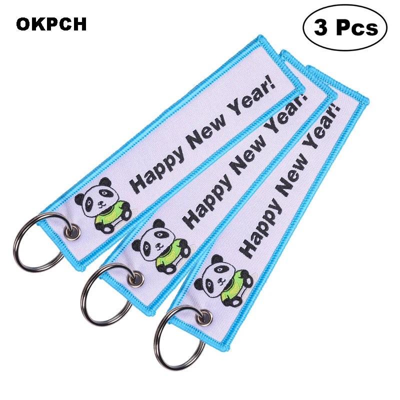 3-teiliges Schlüsselanhänger Set Bestickte Metallanhänger für Autos Motorräder