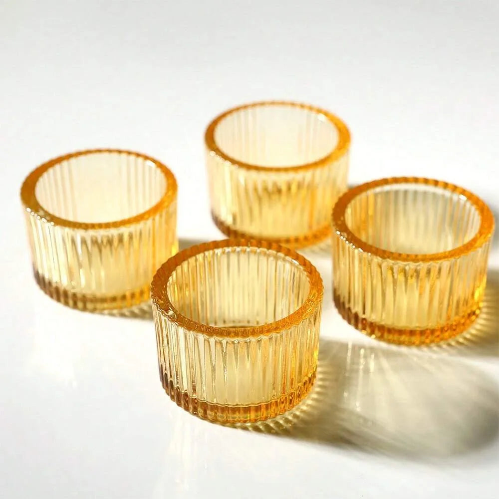 Kerzenhalter-Set aus Glas 4 Stück 2x1,4 Zoll Teelichthalter-Yabubest - Home & More