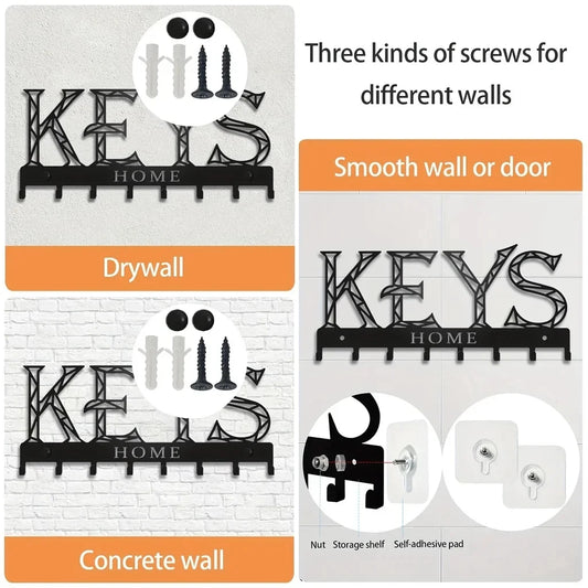 Metall Wandregal mit 8 Schlüsselhaken zur praktischen Aufbewahrung