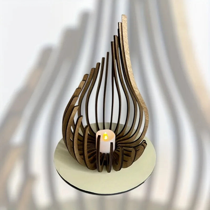 Handgefertigtes 3-teiliges Kerzenhalter-Set aus Holz-Yabubest - Home & More