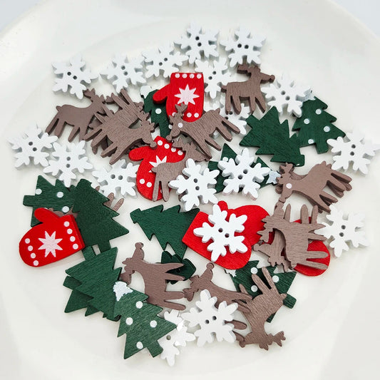 50 Stück natürliche Holzspäne Weihnachtsdekoration mit Anhängern