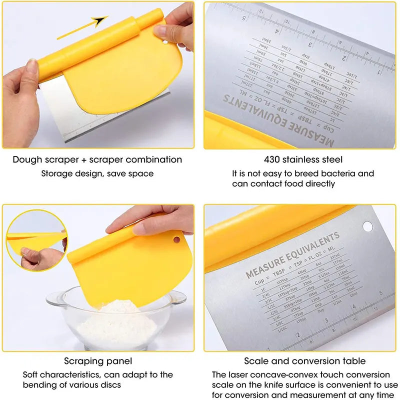 Tischschaber Edelstahl Teigschneider Küchenhelfer Backwerkzeug-Yabubest - Home & More