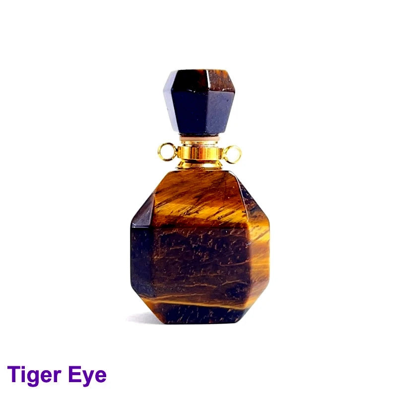 Unregelmäßige Naturstein Parfümflasche Anhänger – Amethyst Tigerauge Öl Diffusor