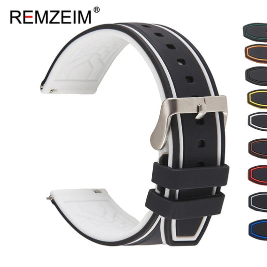 Silikon Uhrenarmband mit Schnellverschluss in 20/22/24mm Breite