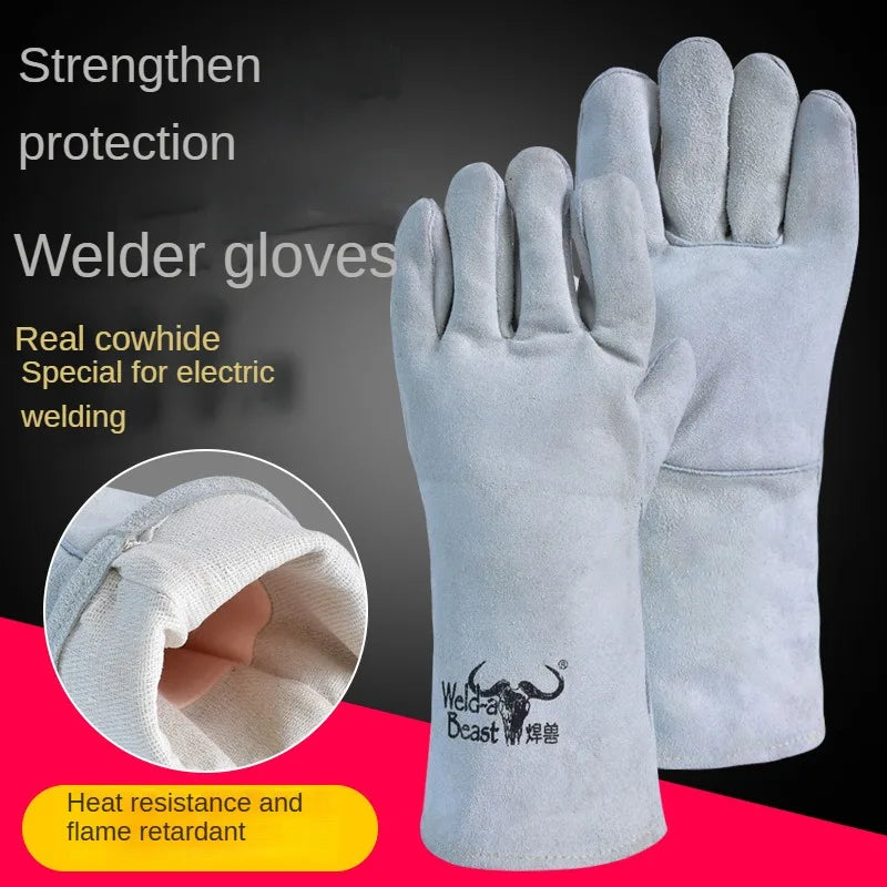 Hochwertige Schweißhandschuhe aus dickem Rindsleder für optimalen Schutz