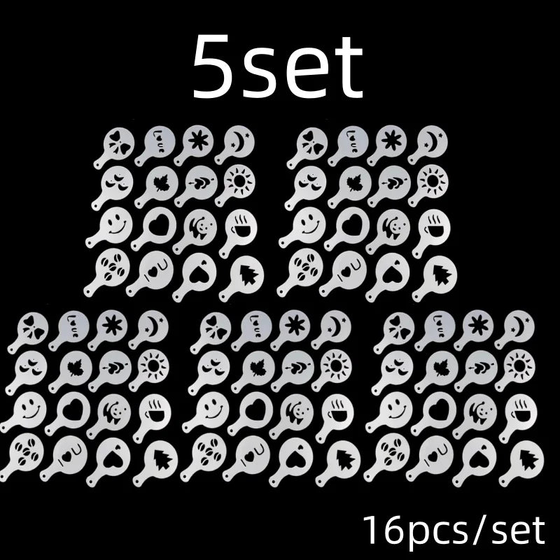 Kaffee Schablonen Set für kreative Latte und Cappuccino Kunst