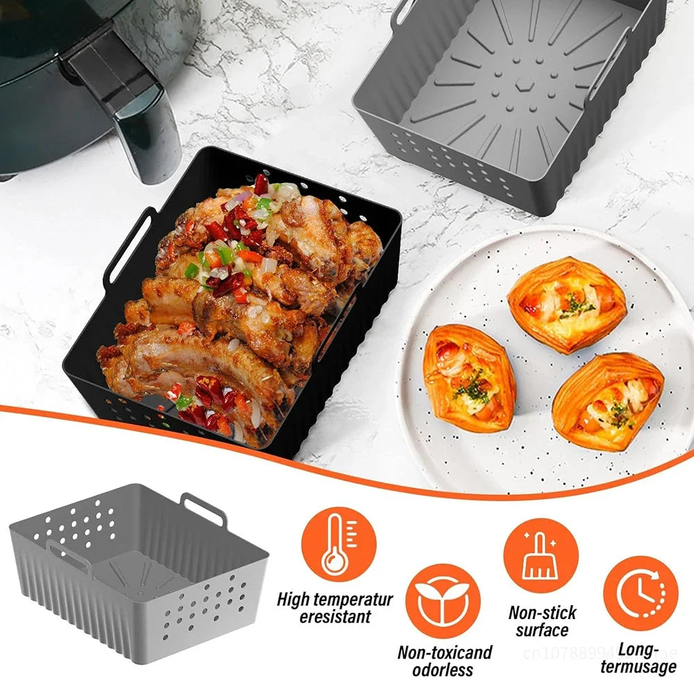 2er-Set Silikon Backformen für Air Fryer - Antihaft - Wiederverwendbar