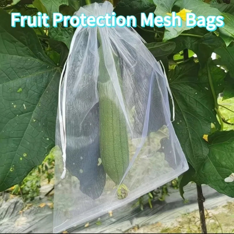 50–200 Stück wiederverwendbare Obstschutz-Netztaschen mit Kordelzug