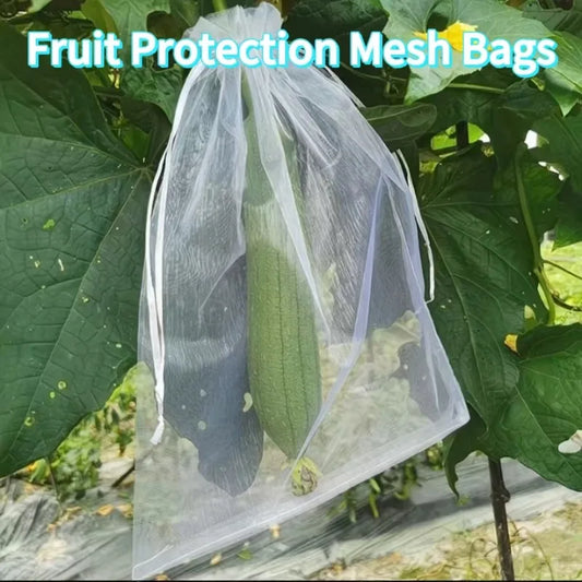 50–200 Stück wiederverwendbare Obstschutz-Netztaschen mit Kordelzug