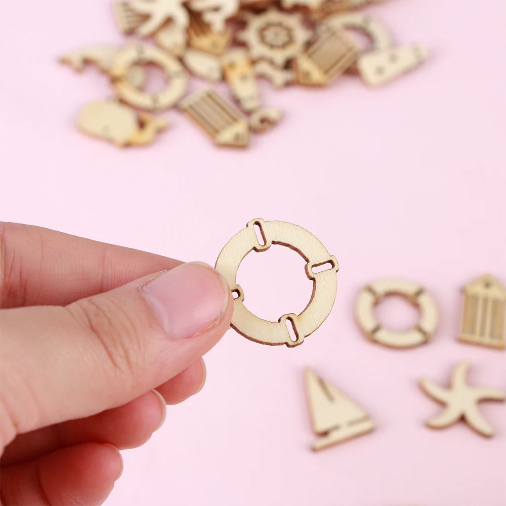50-teiliges Set aus Holzornamenten für DIY Handwerk und Dekoration - Yabubest - Home & More