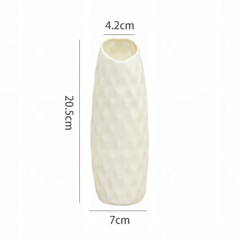 Moderne Kunststoff Blumenvase Tischvase weiß rosa Nordic Dekoration