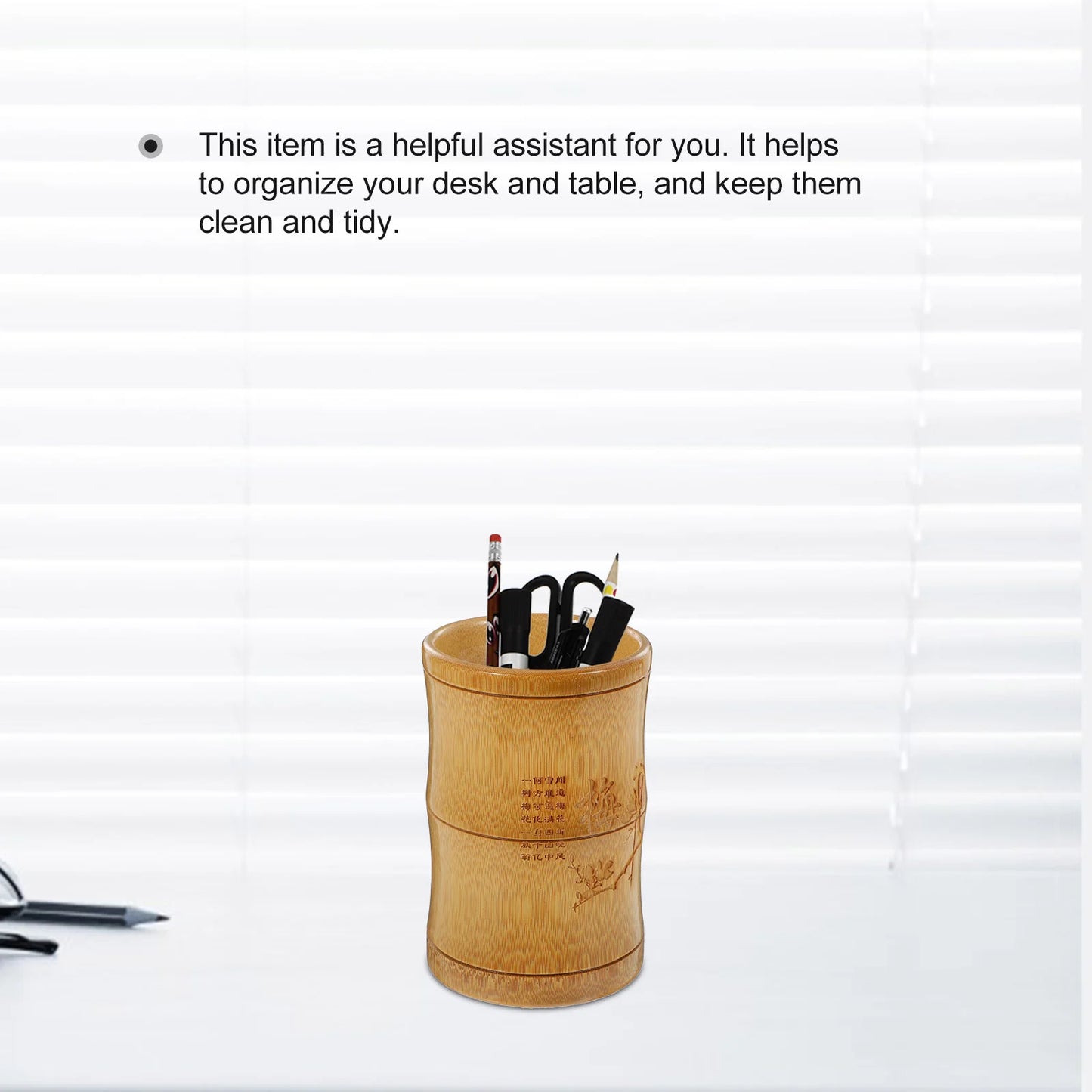 Bambus Stifthalter Schreibtisch Organizer Behälter für Büro und Make-up