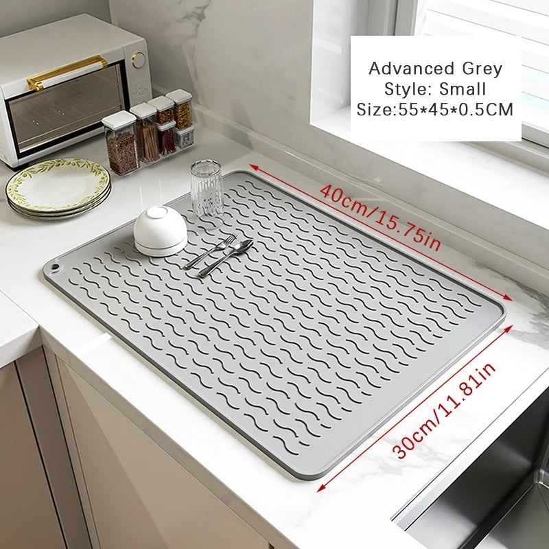 Silikon Geschirr-Trocknungsmatte, faltbar und rutschfest