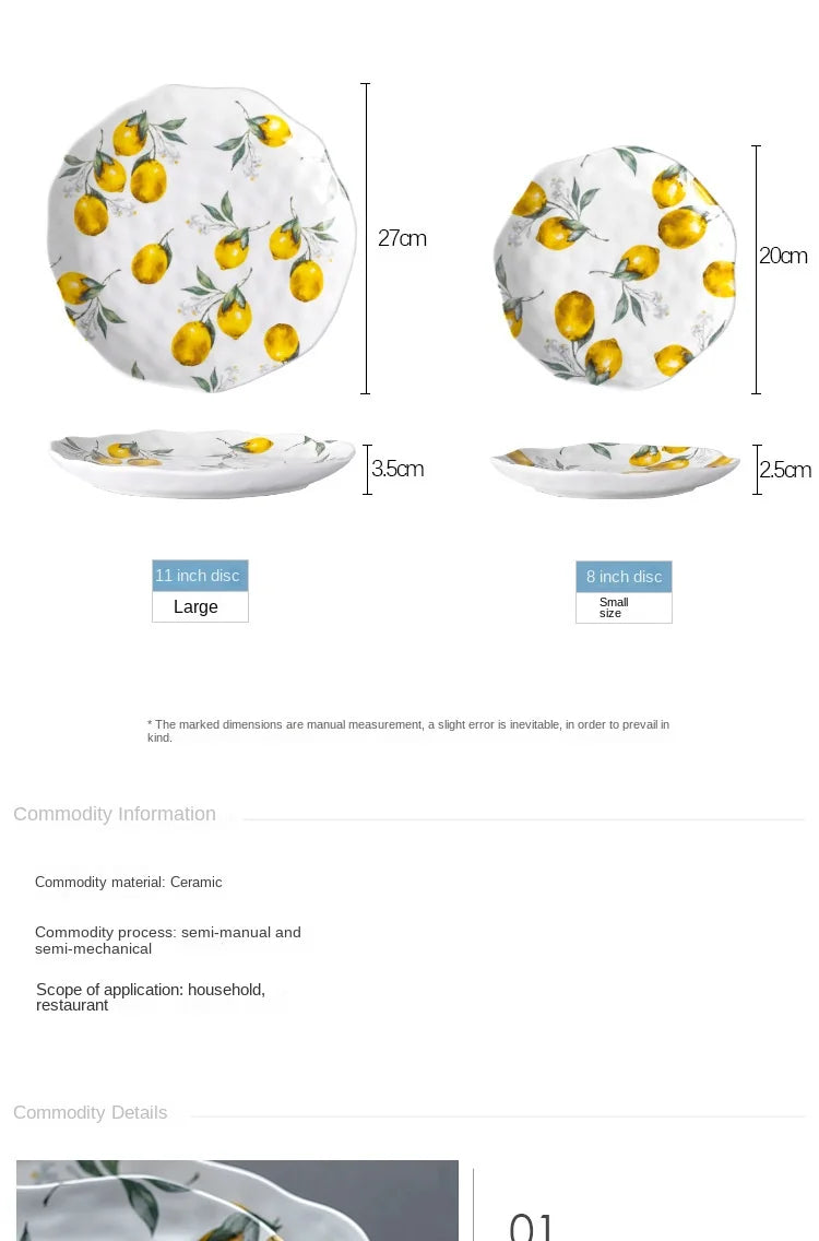 Kreatives Zitronen Keramik Dessertteller Set rund
