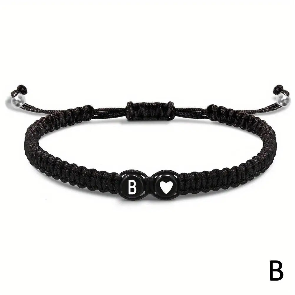 Verstellbares Unisex Anfangsherz Armband mit Buchstaben Geflochten Freundschaft