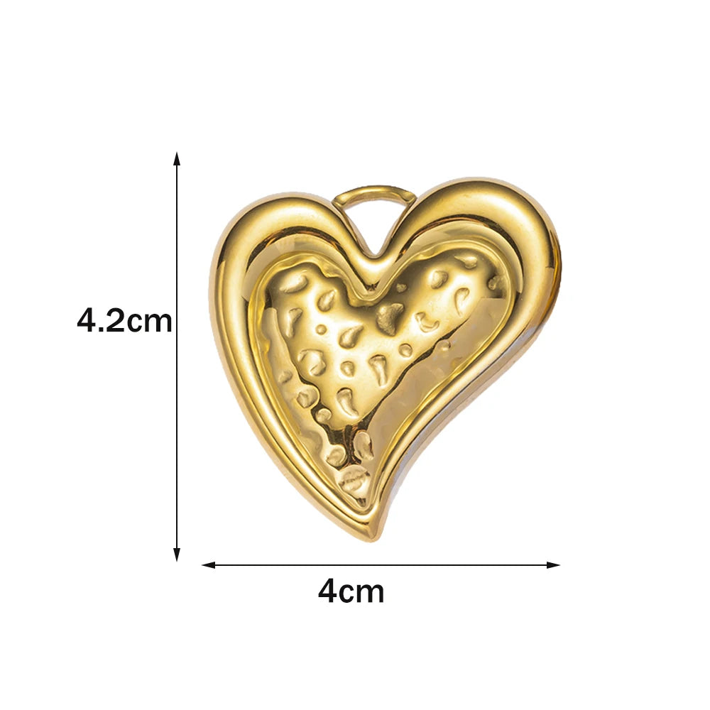2 Stück goldene Edelstahl Herz Blatt Charms für DIY Schmuckherstellung
