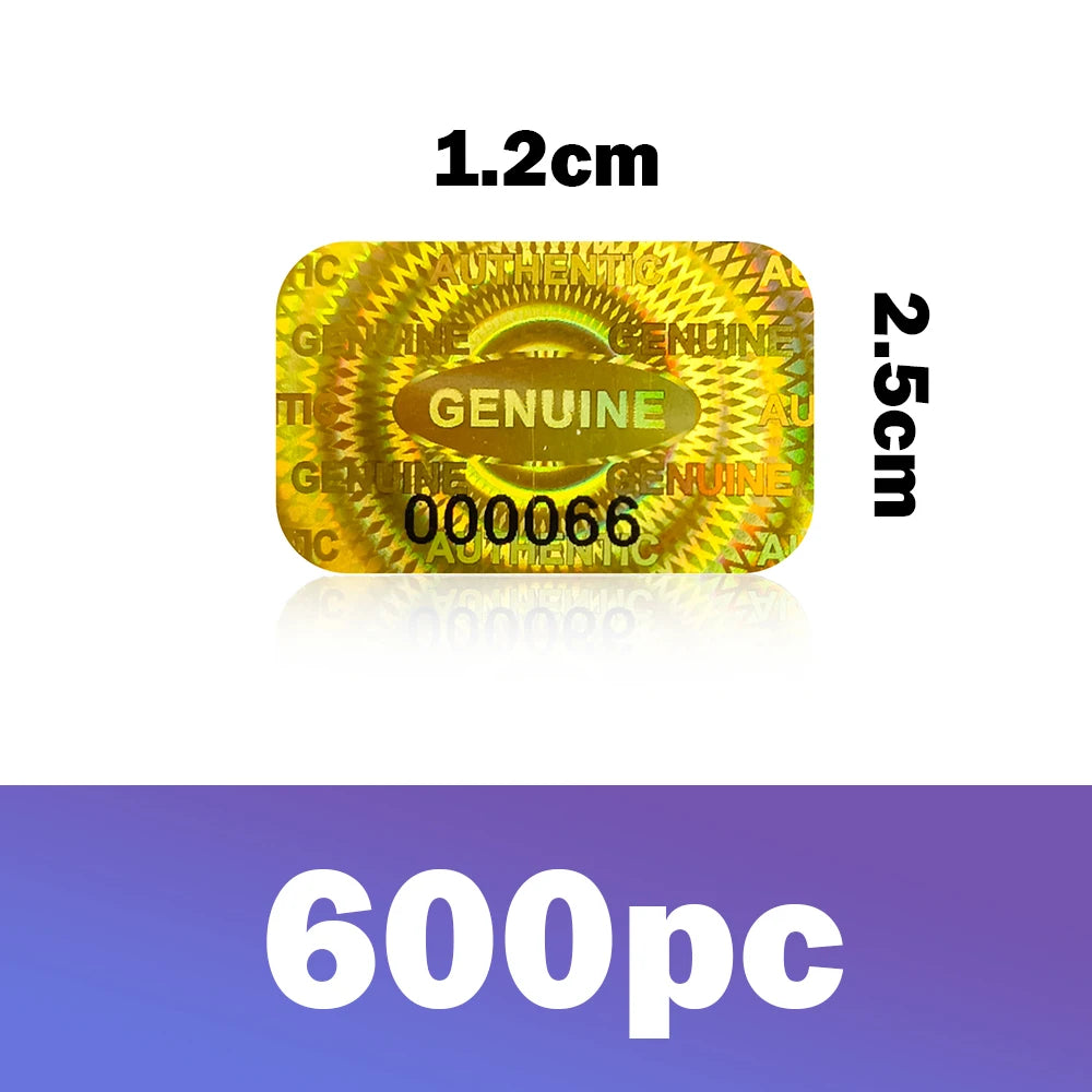 Holographische Sicherheitsetiketten mit Seriennummer 2,5x1,5 cm 300/600 Stück