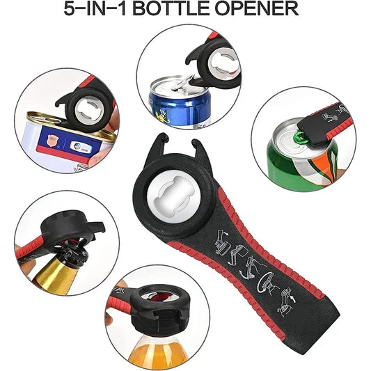 5-in-1 Multifunktionaler Glasöffner mit rutschfestem Silikongriff für Küche