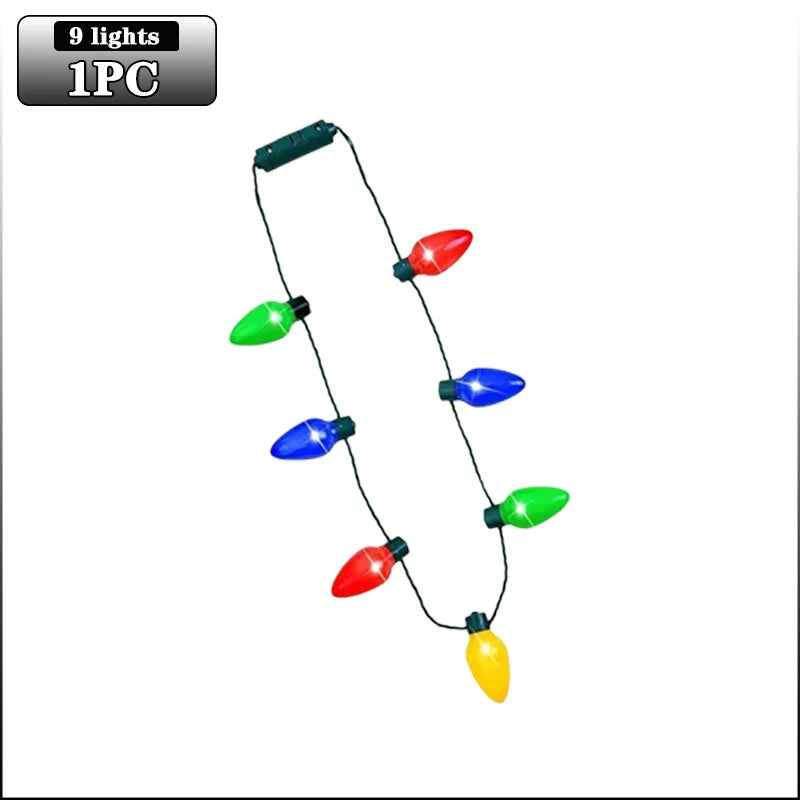 Bunte LED-Leuchten-Halskette mit 9 Glühbirnen für Party- und Feiertagsdeko