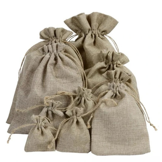 Natürliche Sackleinenbeutel mit Kordelzug für vielseitige Nutzung