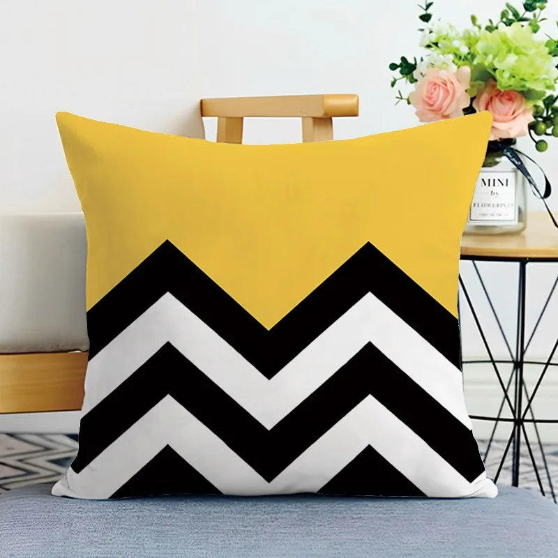 Geometrischer Kissenbezug Gelb Schwarz für Sofa und Wohnzimmer