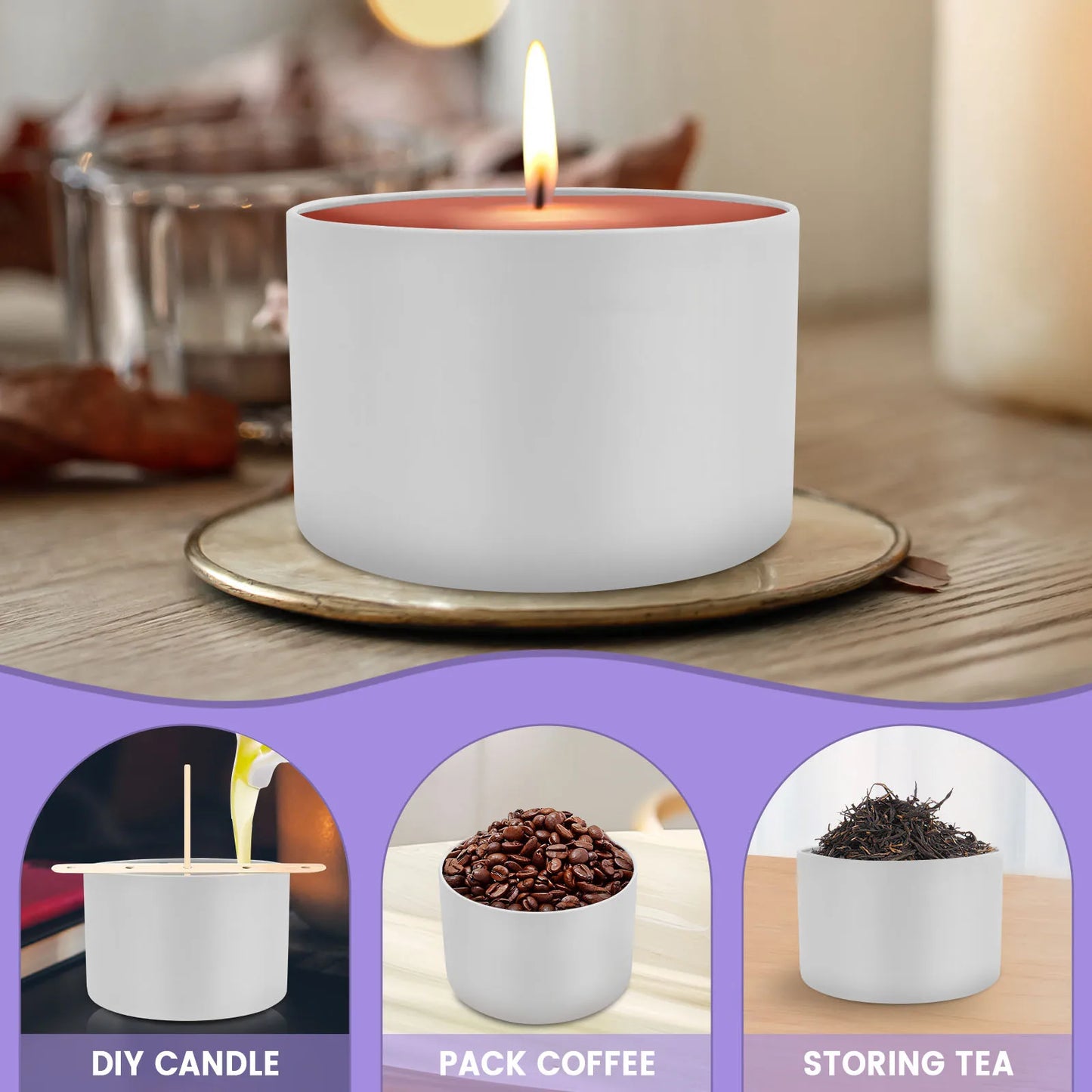 12er Set leere 8oz Kerzendosen aus Eisen mit Deckel für DIY Kerzenherstellung