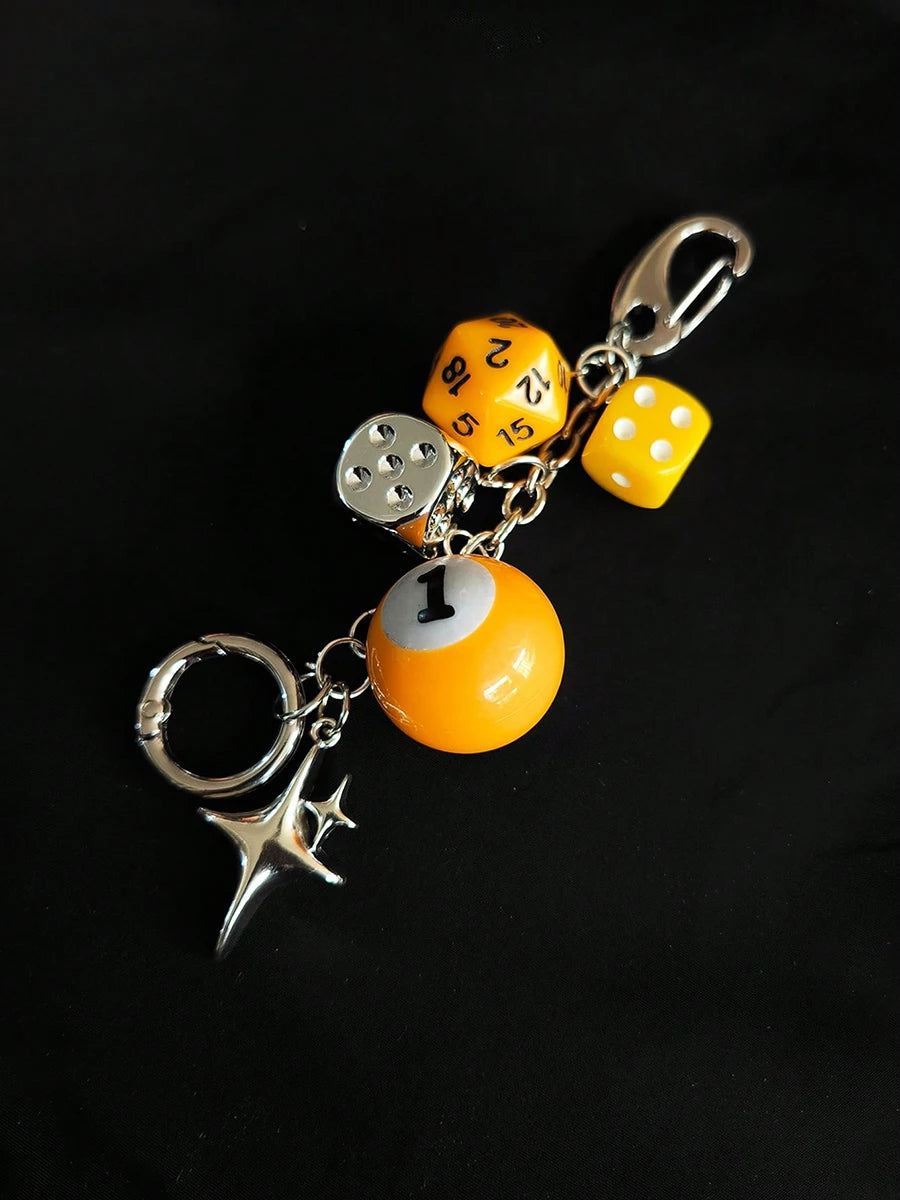 Auffälliger schwarzer Sternwürfel Anhänger für Schlüssel und Taschen