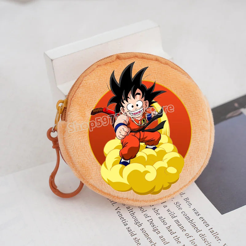 Plüsch Mini Geldbörse mit Reißverschluss rund Cartoon Schlüsselanhänger