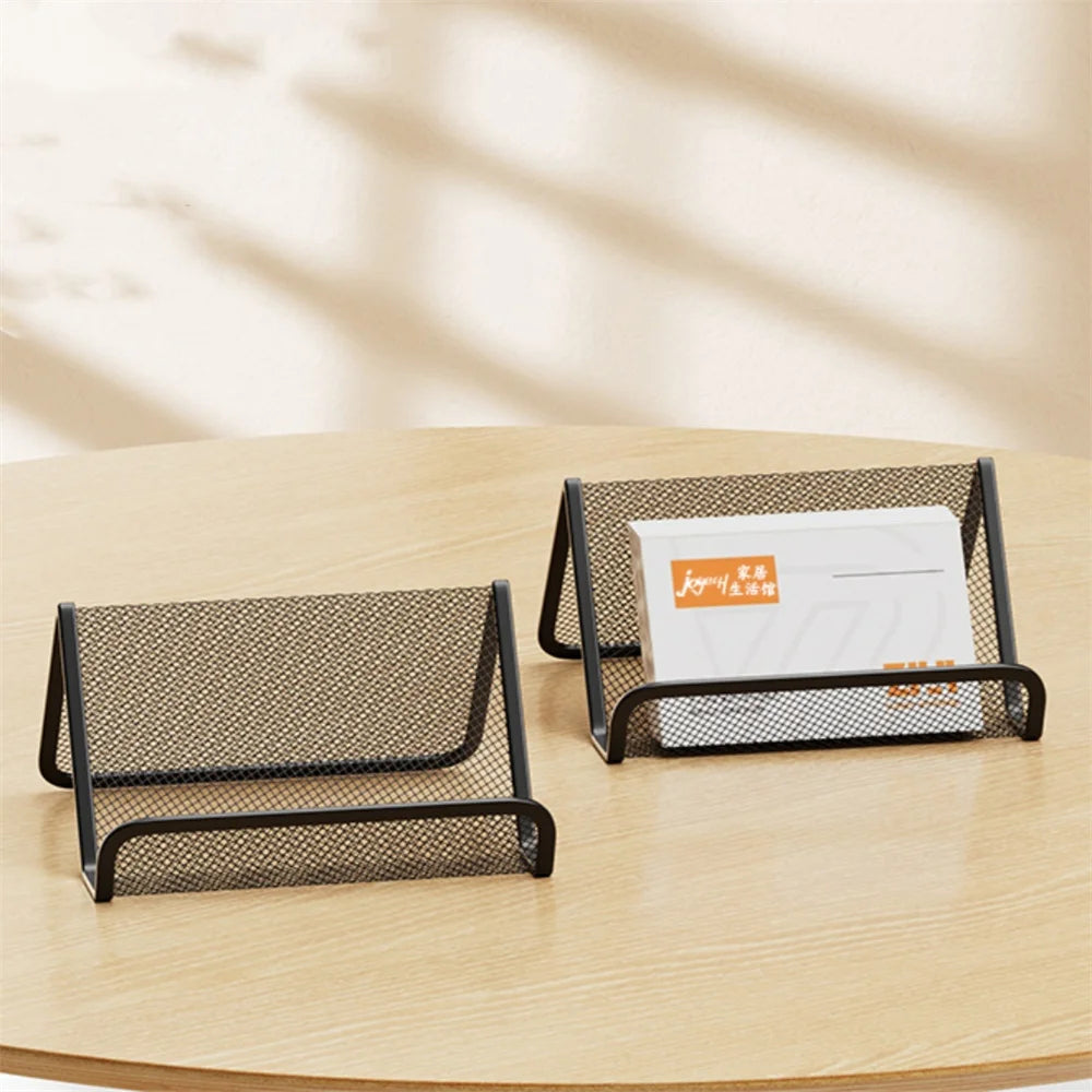 Schwarzer Metall Visitenkartenhalter und Desktop Organizer für Büro