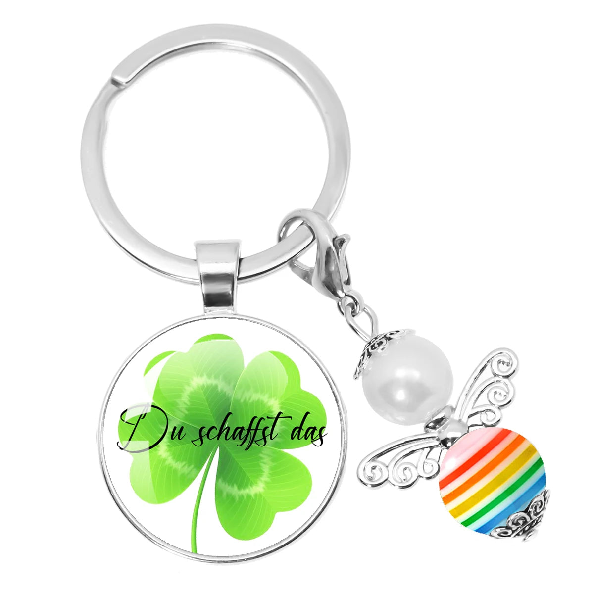 Glücksbringer Schlüsselanhänger mit vierblättrigem Kleeblatt Design