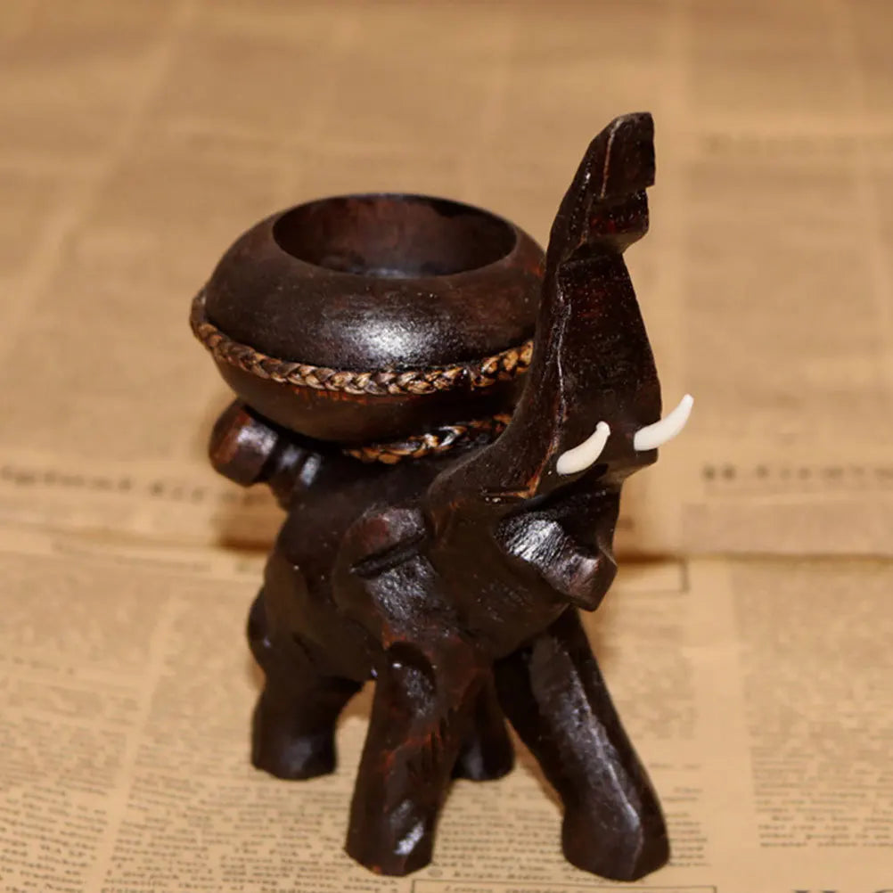 Holz Elefant Halter fuer Kerzen und Teelichter Wohnkultur Indoor