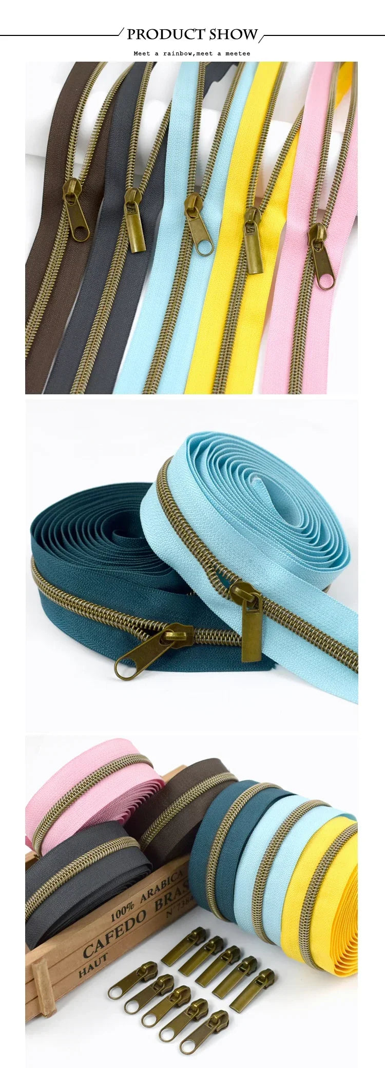 1-5 Meter Nylon Reißverschlüsse mit Kunststoff Schieber für Kleidung-Yabubest - Home & More