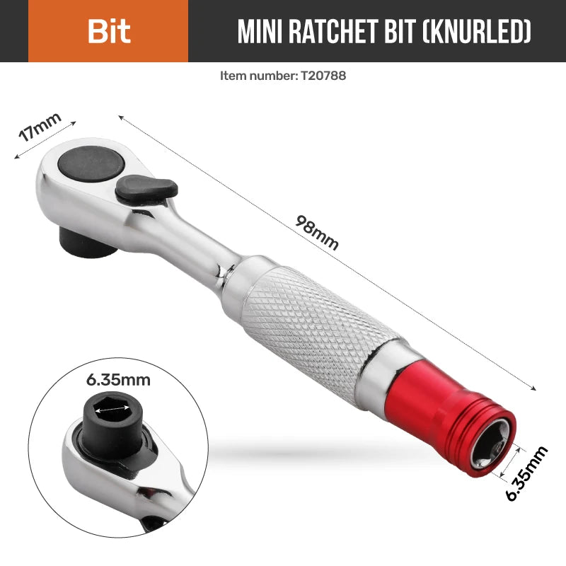 Hi-Spec 1/4 Zoll Doppelkopf-Schnellratschenschlüssel - Mini-Steckschlüsselsatz-Yabubest - Home & More