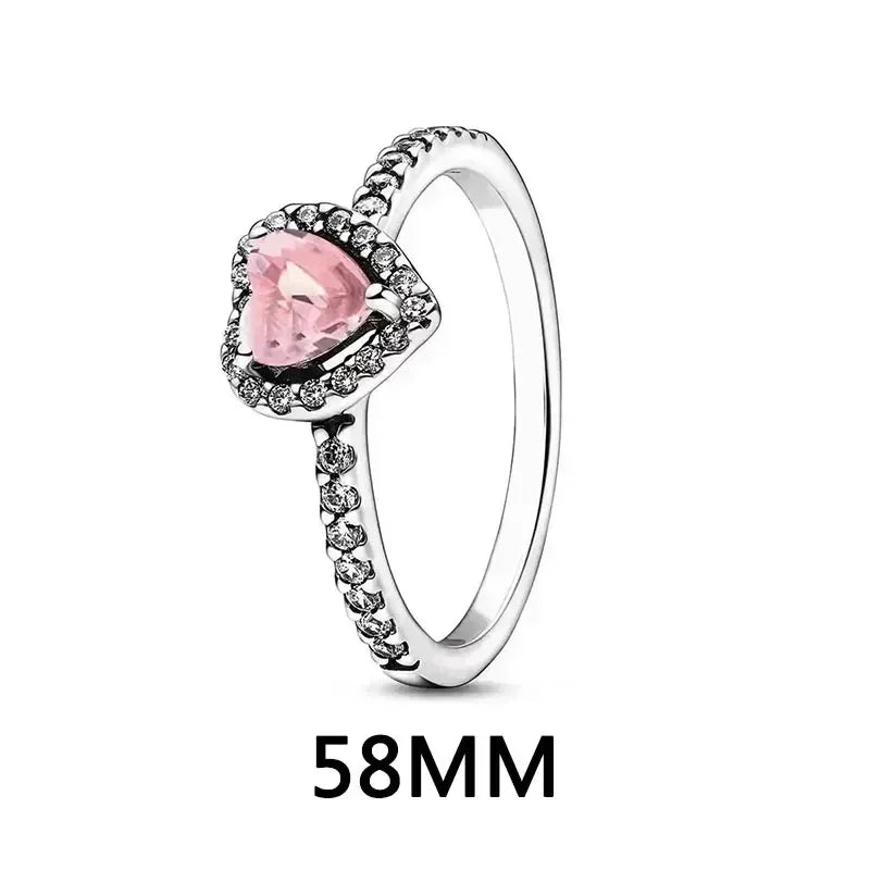 Funkelndes Schmuckset 925er Sterlingsilber Herz Ring Halskette Ohrringe