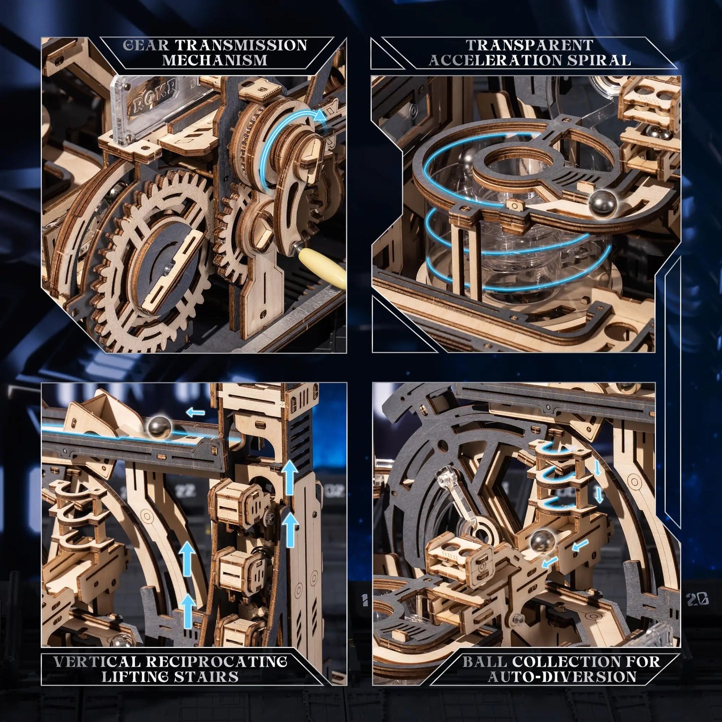 Elektrischer Marmor Lauf 3D Puzzle aus Holz mit Lichtfunktion-Yabubestshop