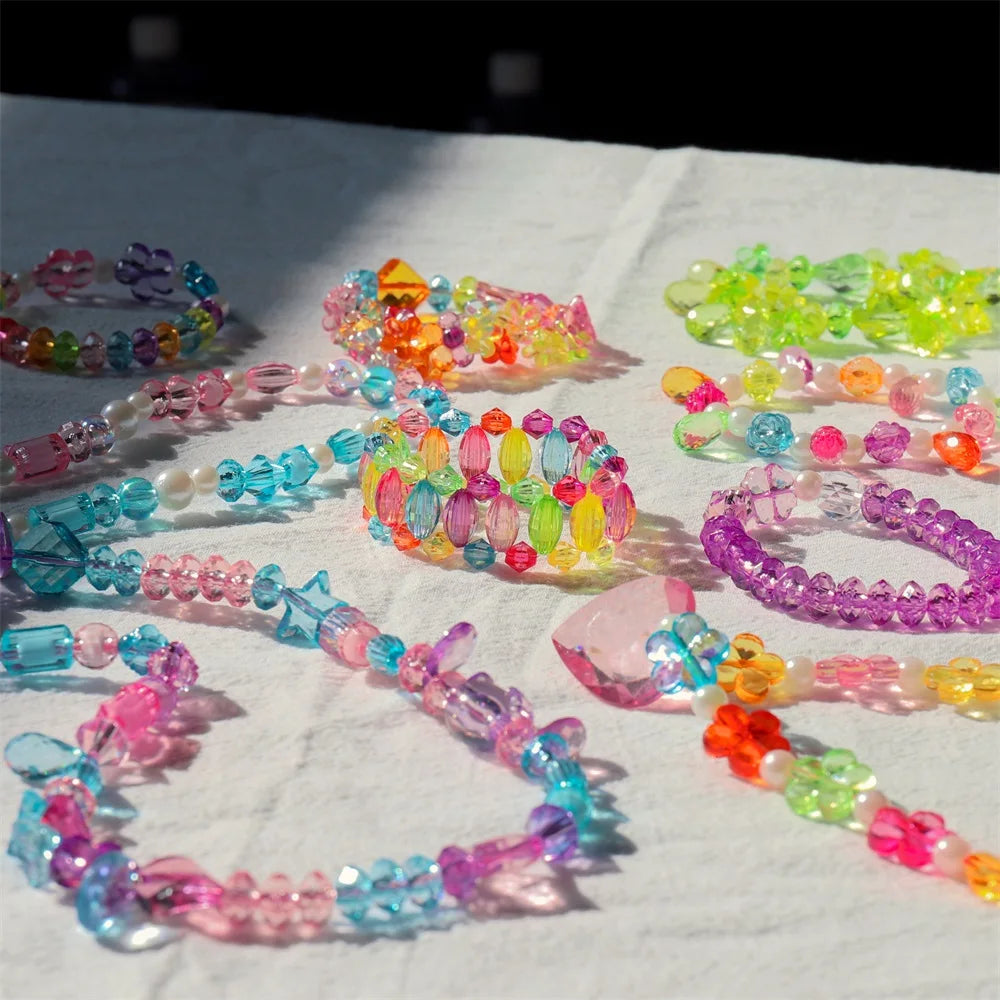 Buntes Acryl Perlen Set für DIY Freundschaft Armband Halskette Schmuck
