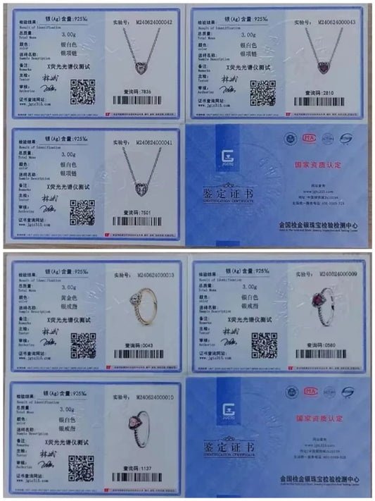 Funkelndes Schmuckset 925er Sterlingsilber Herz Ring Halskette Ohrringe