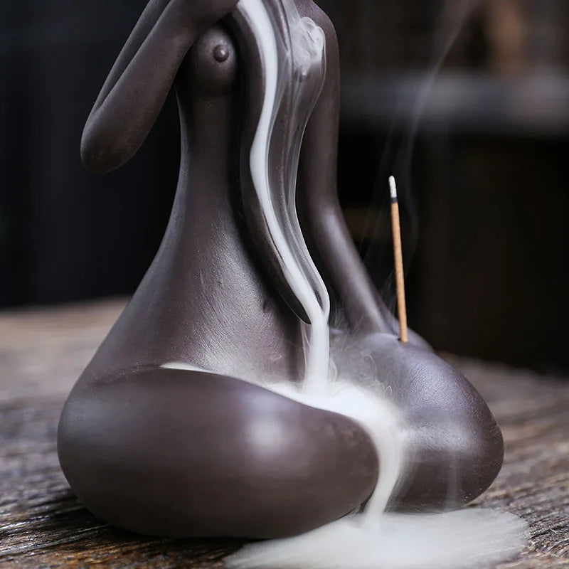 Lila Ton Rückfluss Weihrauchbrenner mit Wasserfall Effekt