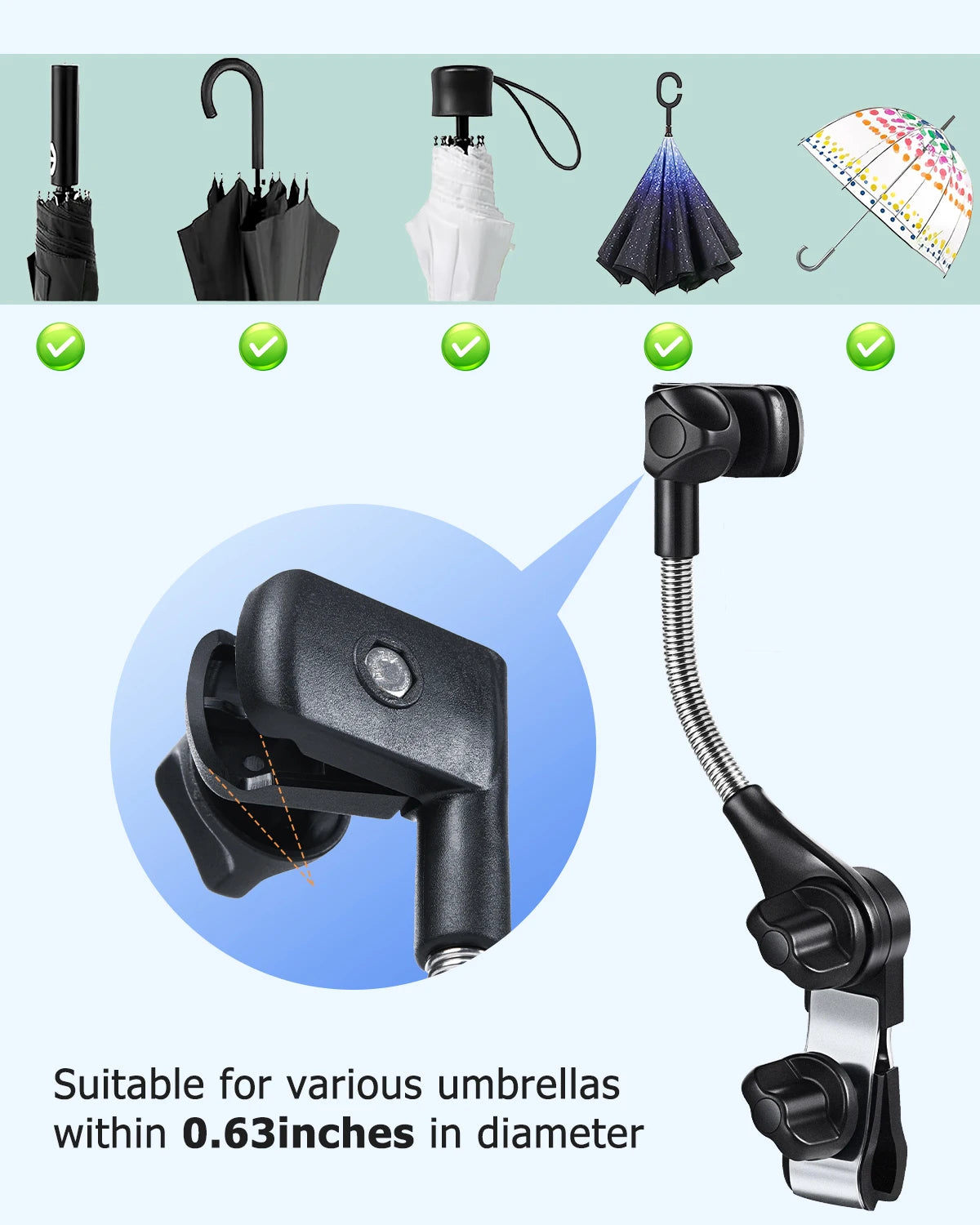 Verstellbarer Regenschirmhalter Kinderwagen UV-Sonnenschutz Regenfest