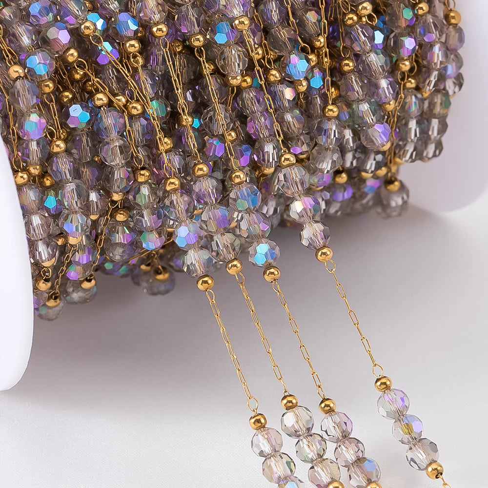 Edelstahl Perlenkette 1 Meter mit Farbverlauf für DIY Schmuck