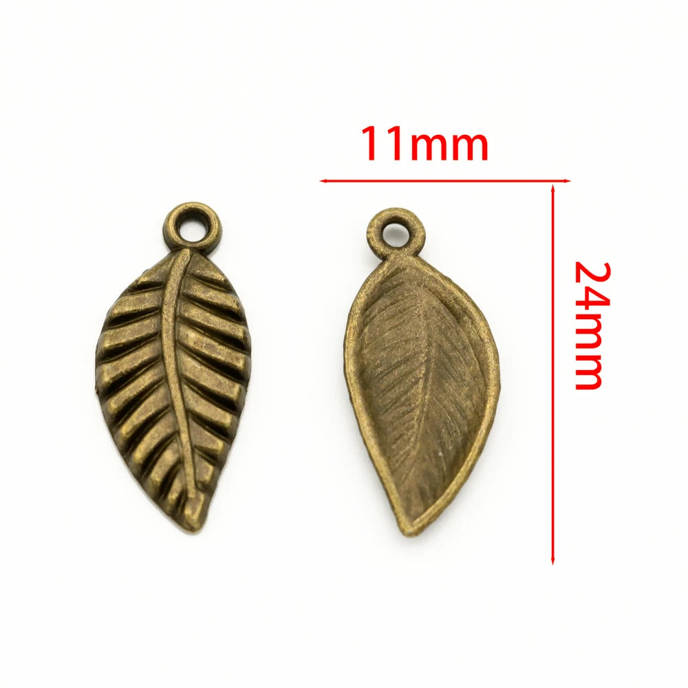10er Set Antik Bronze Silber Blattform Anhänger für DIY Schmuck Basteln